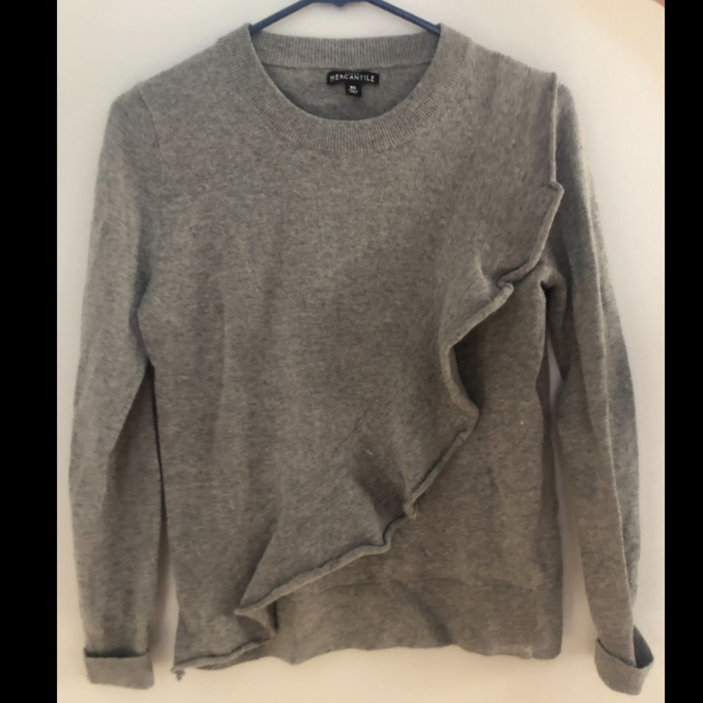J Crew gray ruffle sweater